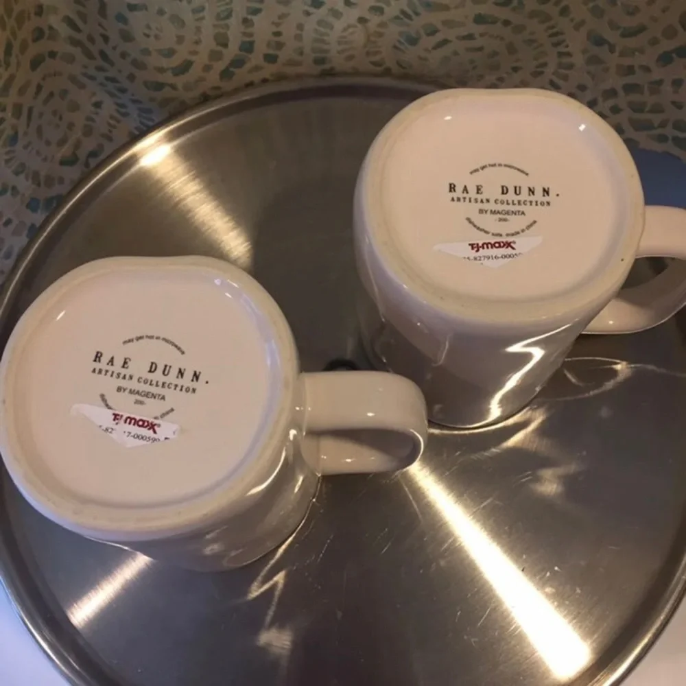 NWT Rae Dunn JOY CHEER Mug Coffee Tea ceramic gift present white black Christmas